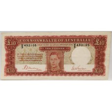AUSTRALIA 1940 . TEN 10 POUNDS BANKNOTE . SHEEHAN/McFARLANE . FIRST PREFIX